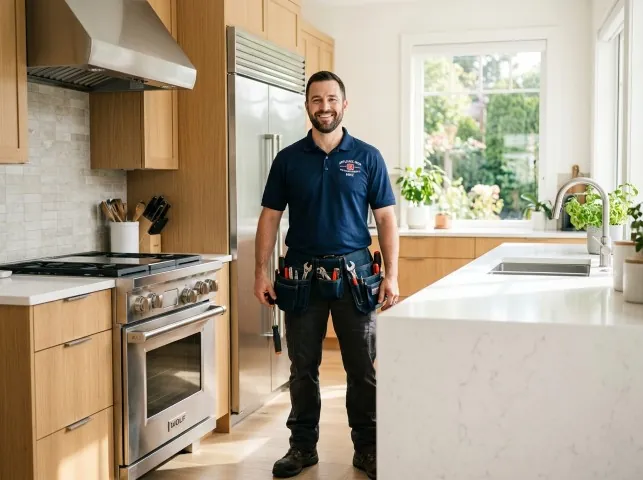 Appliance Repair Hero technician in a Auburn, GA kitchen after an appliance repair